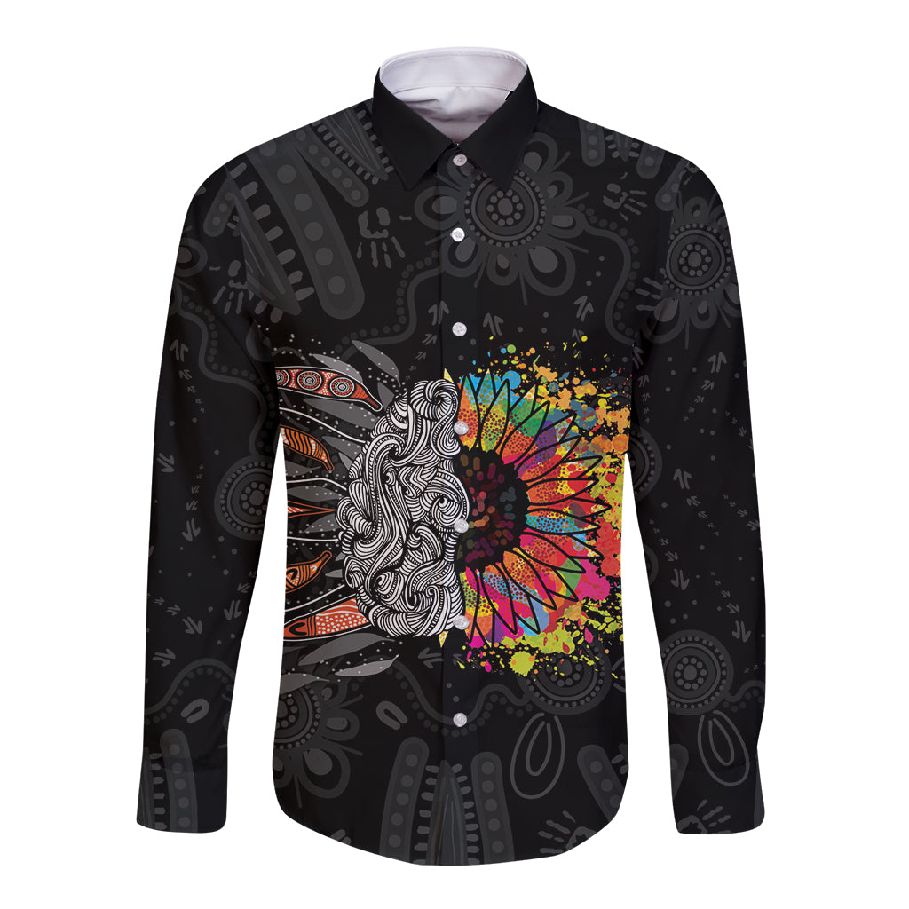 Australia Aboriginal Long Sleeve Button Shirt Autism It's Okay To Be Different