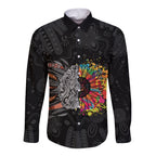 Australia Aboriginal Long Sleeve Button Shirt Autism It's Okay To Be Different