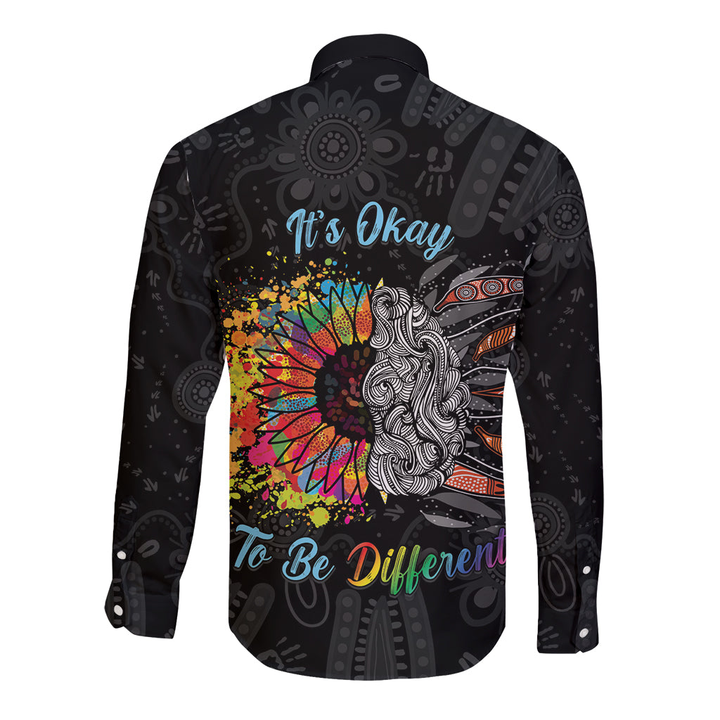 Australia Aboriginal Long Sleeve Button Shirt Autism It's Okay To Be Different