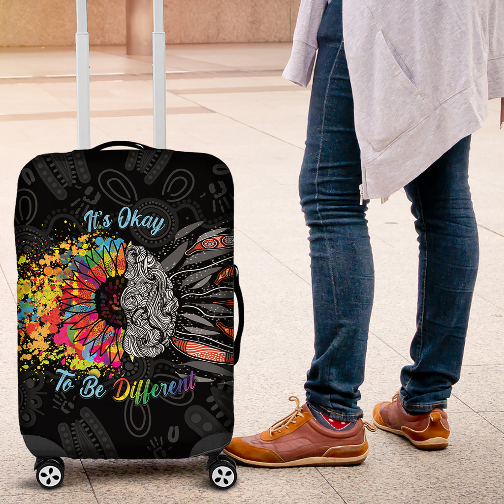 Australia Aboriginal Luggage Cover Autism It's Okay To Be Different
