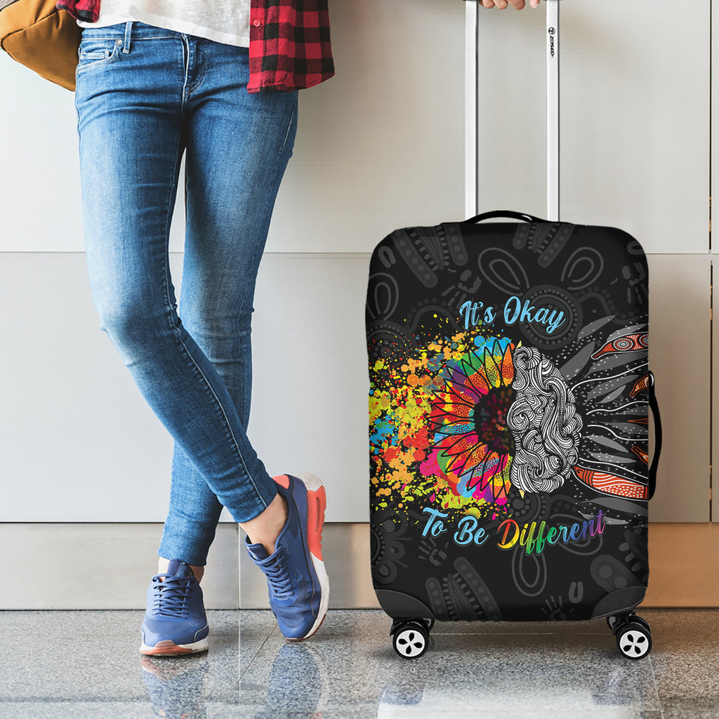 Australia Aboriginal Luggage Cover Autism It's Okay To Be Different