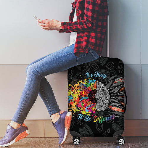 Australia Aboriginal Luggage Cover Autism It's Okay To Be Different
