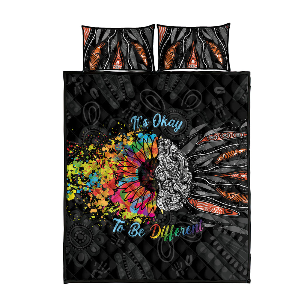 Australia Aboriginal Quilt Bed Set Autism It's Okay To Be Different