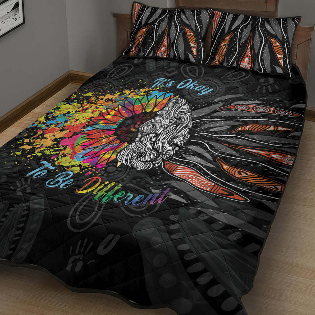 Australia Aboriginal Quilt Bed Set Autism It's Okay To Be Different
