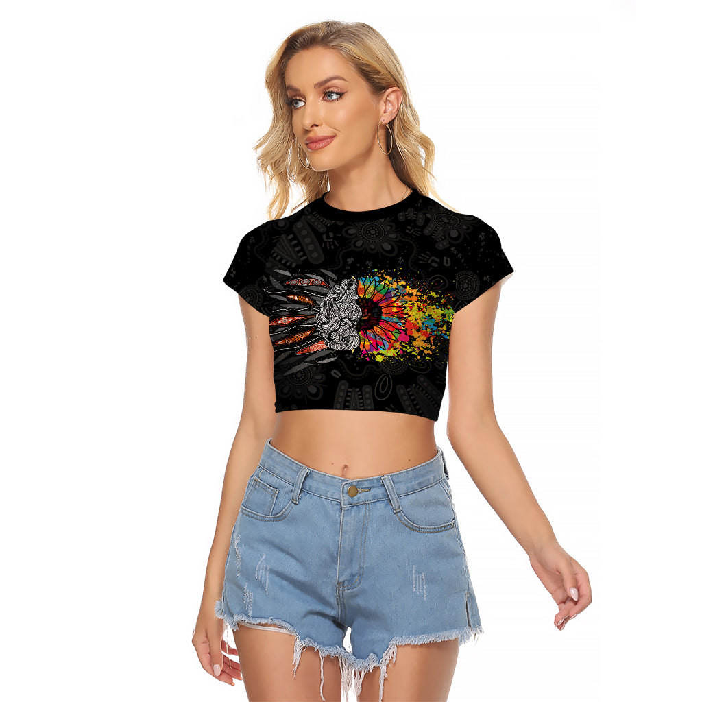 Australia Aboriginal Raglan Cropped T Shirt Autism It's Okay To Be Different