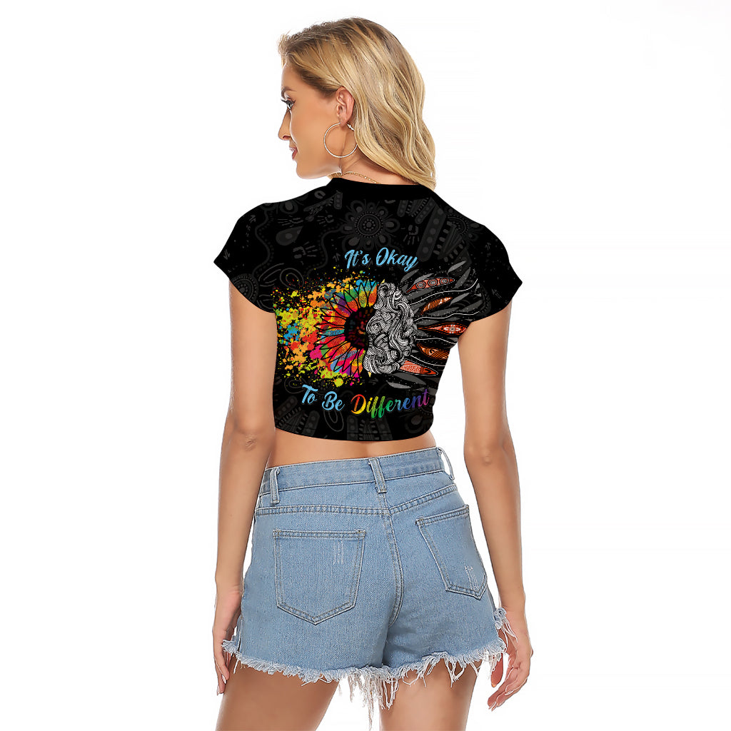 Australia Aboriginal Raglan Cropped T Shirt Autism It's Okay To Be Different