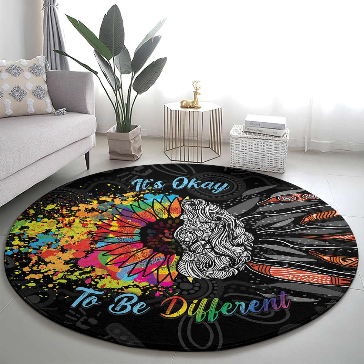 Australia Aboriginal Round Carpet Autism It's Okay To Be Different