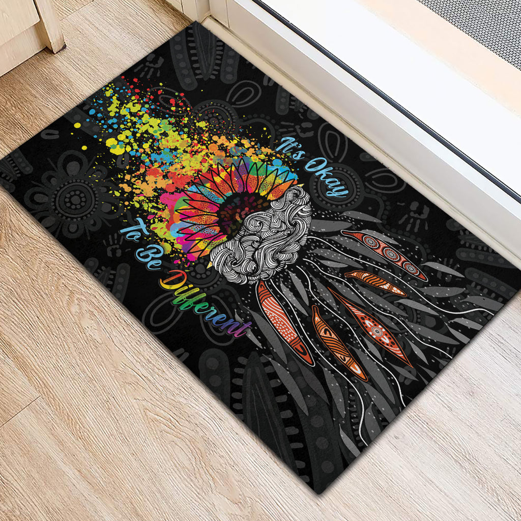 Australia Aboriginal Rubber Doormat Autism It's Okay To Be Different