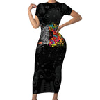 Australia Aboriginal Short Sleeve Bodycon Dress Autism It's Okay To Be Different