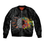 Australia Aboriginal Sleeve Zip Bomber Jacket Autism It's Okay To Be Different