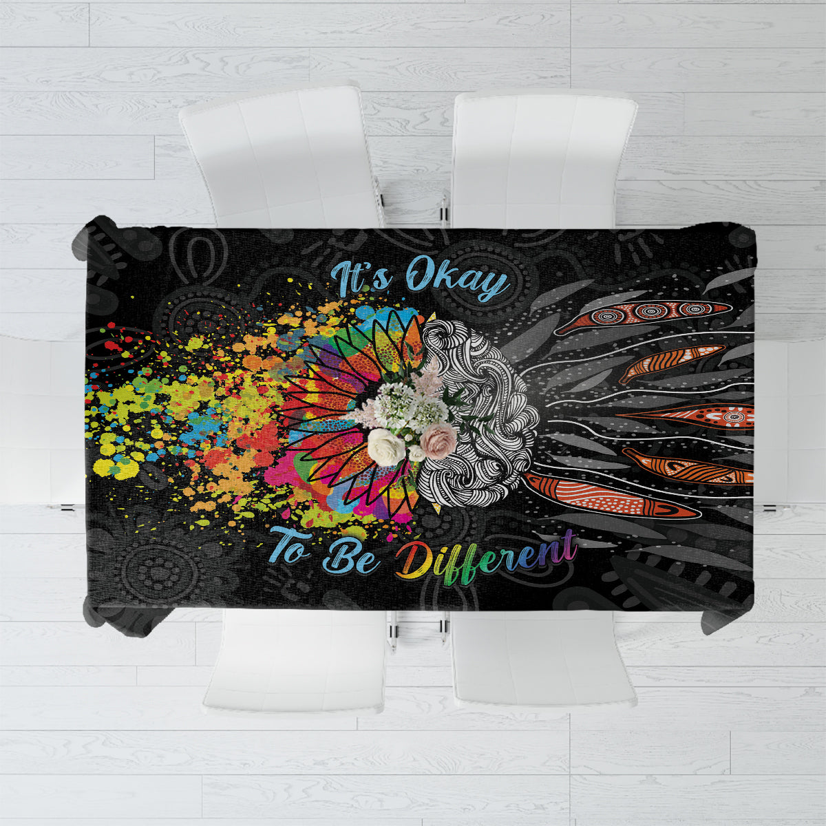 Australia Aboriginal Tablecloth Autism It's Okay To Be Different