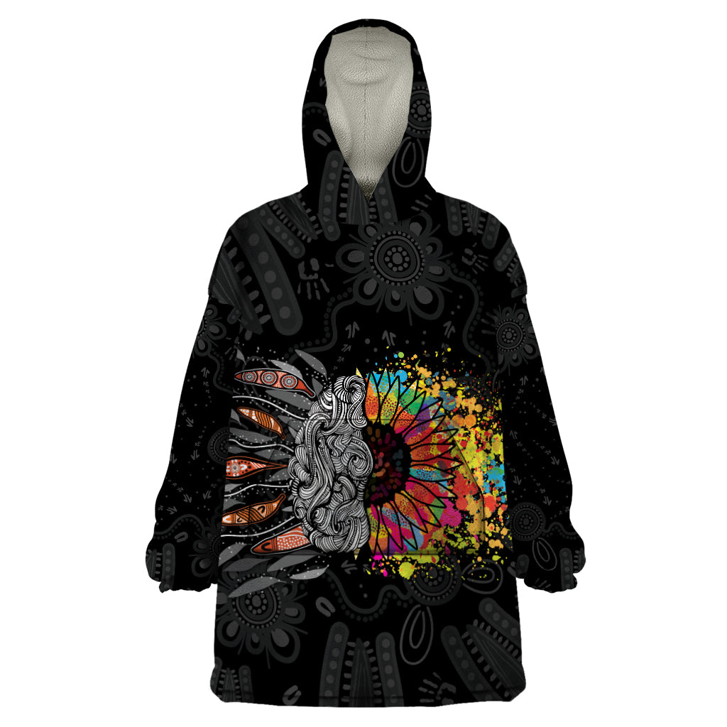 Australia Aboriginal Wearable Blanket Hoodie Autism It's Okay To Be Different