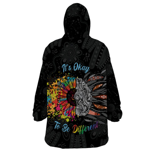 Australia Aboriginal Wearable Blanket Hoodie Autism It's Okay To Be Different