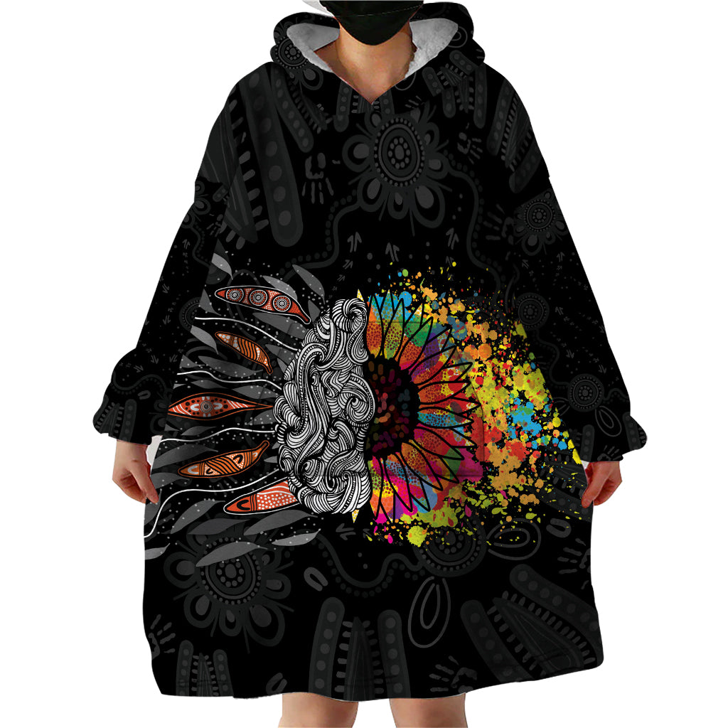 Australia Aboriginal Wearable Blanket Hoodie Autism It's Okay To Be Different