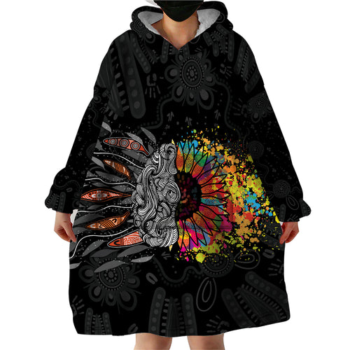 Australia Aboriginal Wearable Blanket Hoodie Autism It's Okay To Be Different