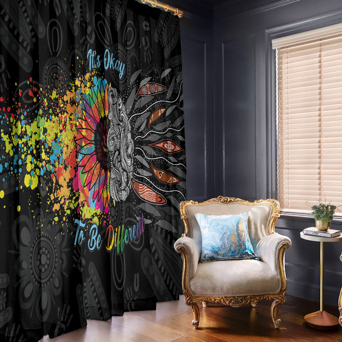 Australia Aboriginal Window Curtain Autism It's Okay To Be Different