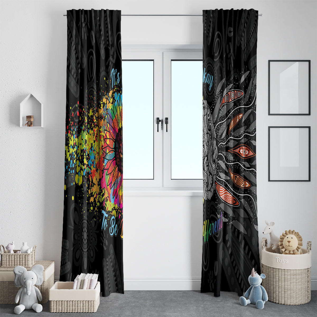 Australia Aboriginal Window Curtain Autism It's Okay To Be Different