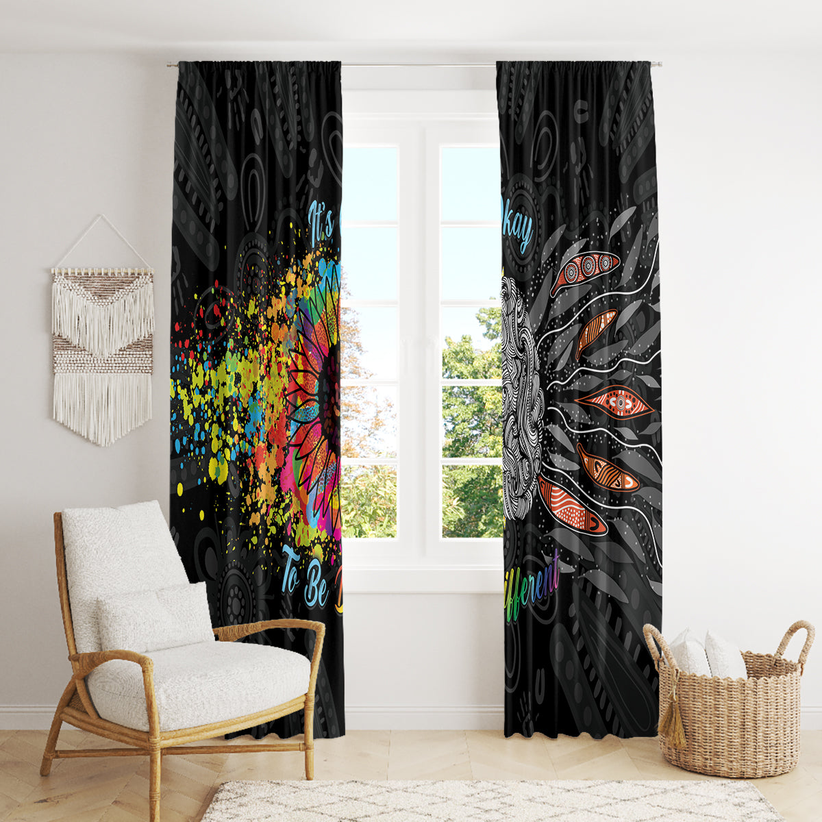 Australia Aboriginal Window Curtain Autism It's Okay To Be Different