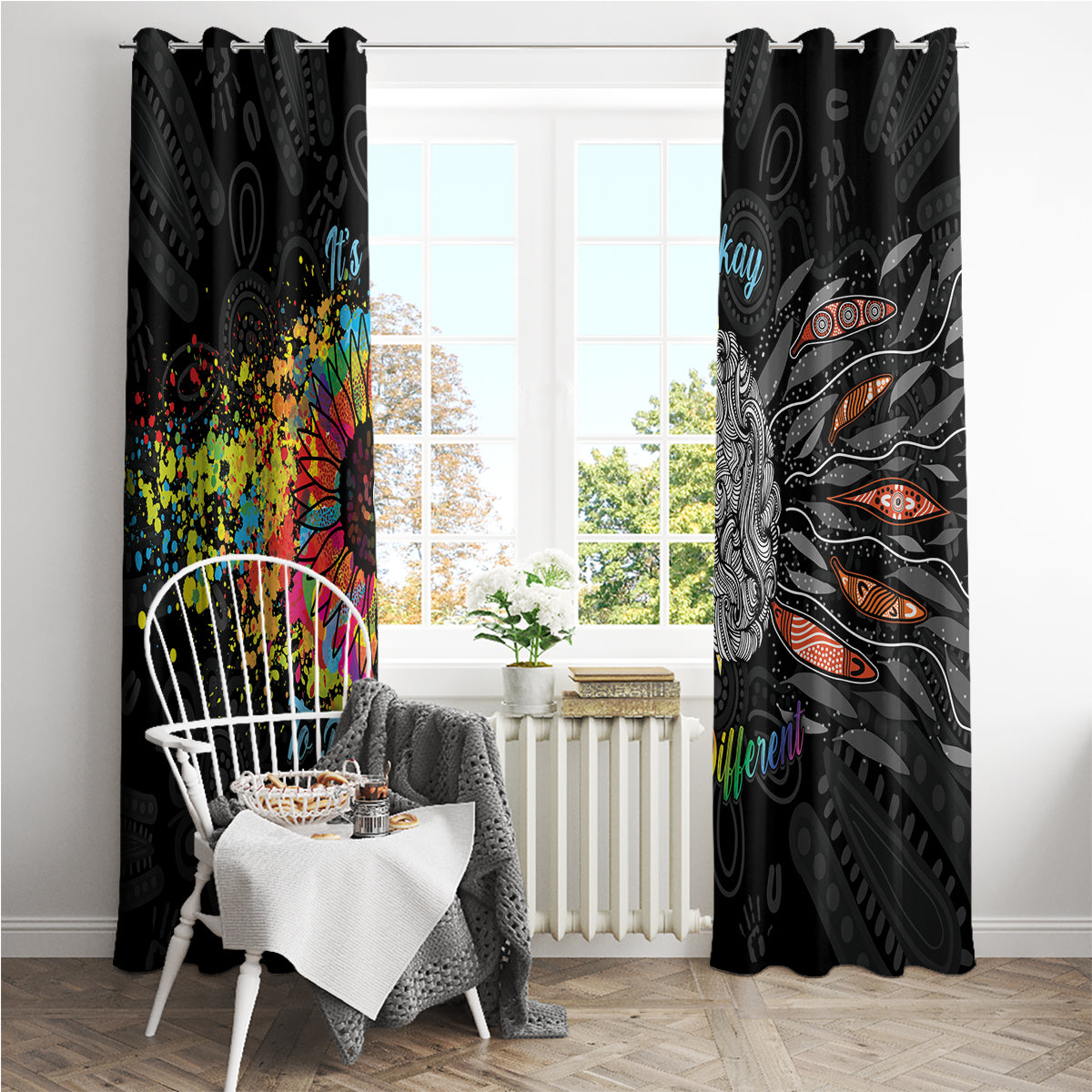 Australia Aboriginal Window Curtain Autism It's Okay To Be Different