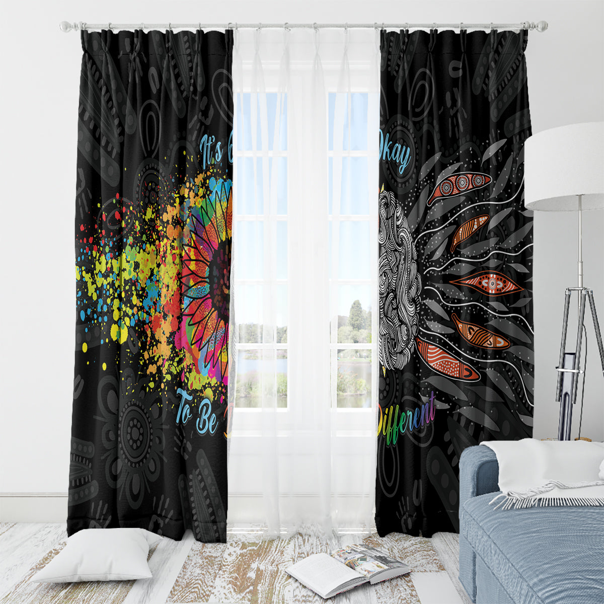 Australia Aboriginal Window Curtain Autism It's Okay To Be Different