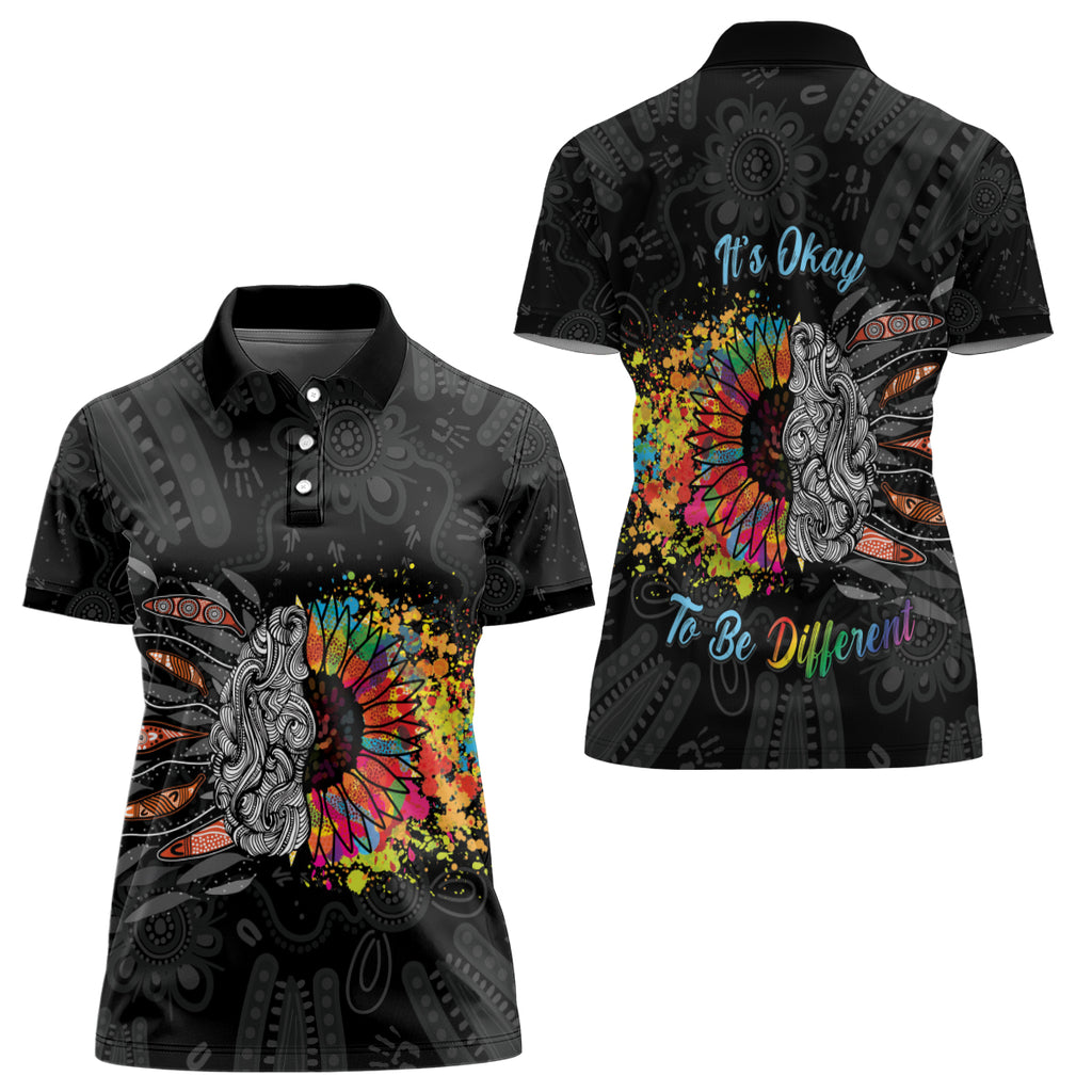 Australia Aboriginal Women Polo Shirt Autism It's Okay To Be Different