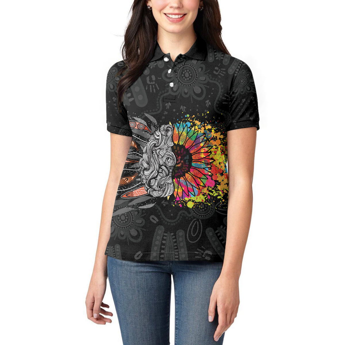 Australia Aboriginal Women Polo Shirt Autism It's Okay To Be Different