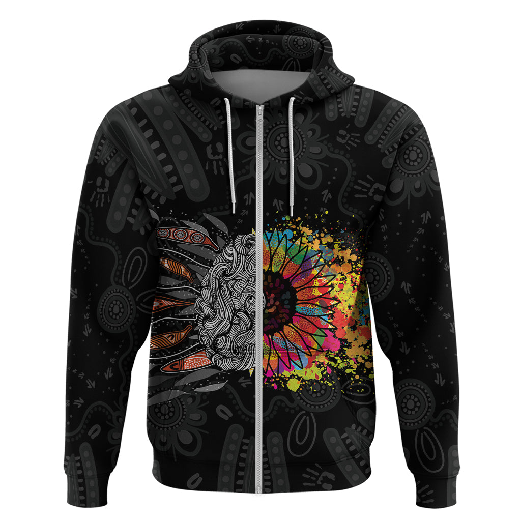 Australia Aboriginal Zip Hoodie Autism It's Okay To Be Different