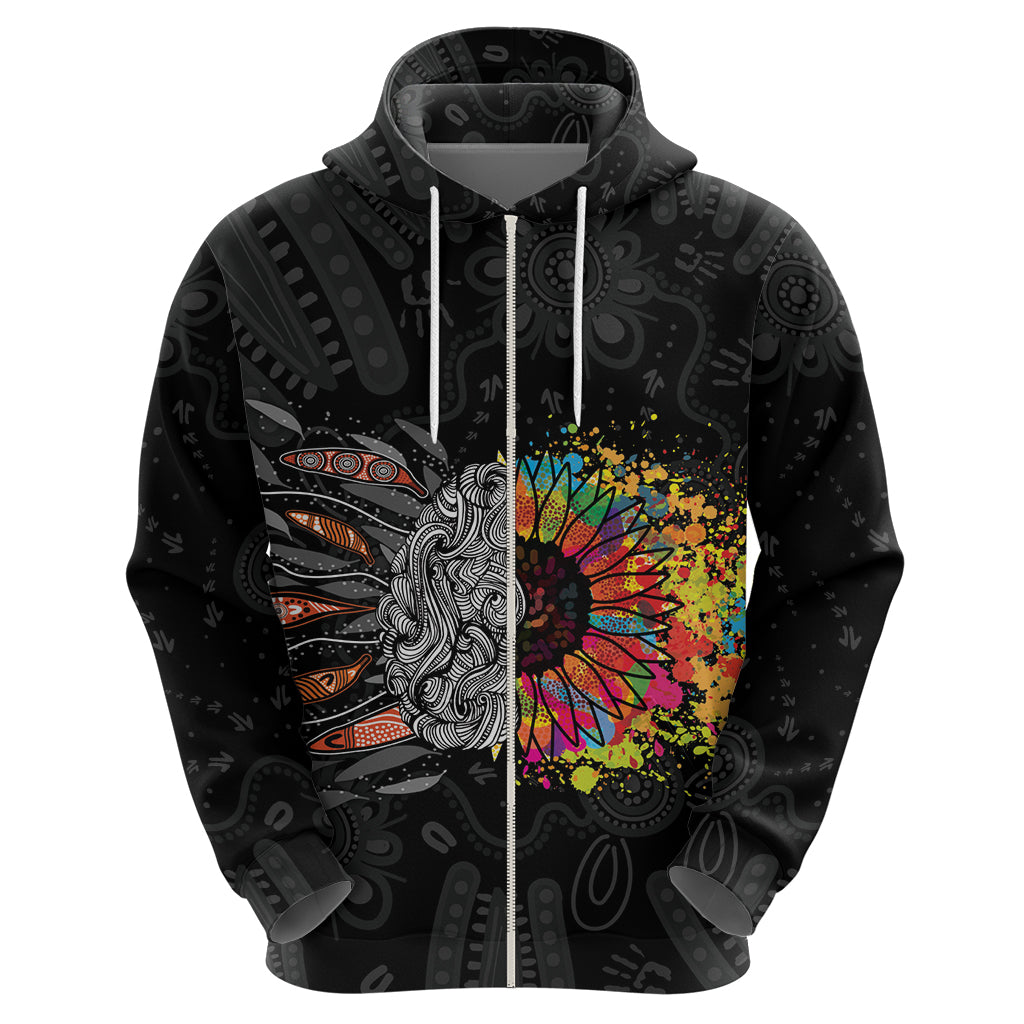 Australia Aboriginal Zip Hoodie Autism It's Okay To Be Different