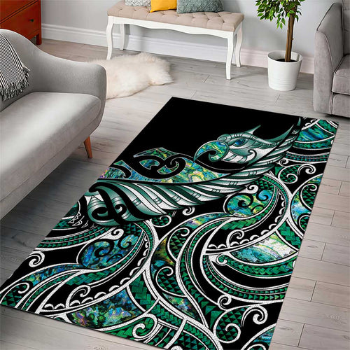 Maori Matariki - Manaia Area Rug Emerald Paua Shell