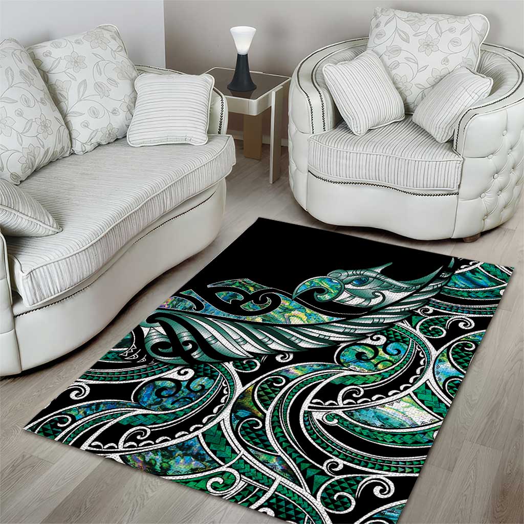 Maori Matariki - Manaia Area Rug Emerald Paua Shell