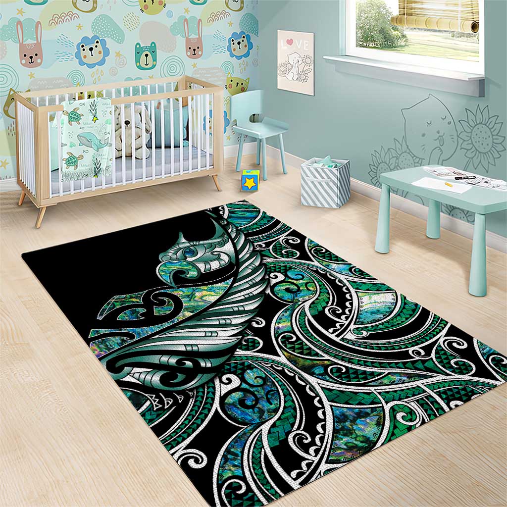 Maori Matariki - Manaia Area Rug Emerald Paua Shell