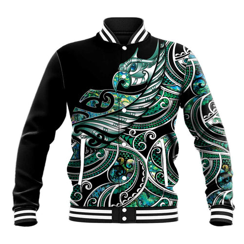 Maori Matariki - Manaia Baseball Jacket Emerald Paua Shell