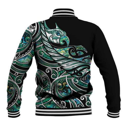 Maori Matariki - Manaia Baseball Jacket Emerald Paua Shell