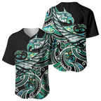 Maori Matariki - Manaia Baseball Jersey Emerald Paua Shell