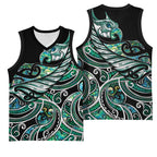 Maori Matariki - Manaia Basketball Jersey Emerald Paua Shell