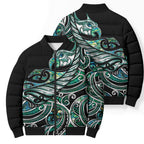 Maori Matariki - Manaia Bomber Puffer Jacket Emerald Paua Shell