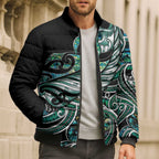 Maori Matariki - Manaia Bomber Puffer Jacket Emerald Paua Shell