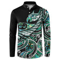 Maori Matariki - Manaia Button Sweatshirt Emerald Paua Shell