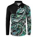 Maori Matariki - Manaia Button Sweatshirt Emerald Paua Shell