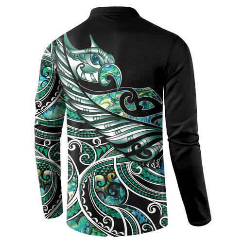Maori Matariki - Manaia Button Sweatshirt Emerald Paua Shell