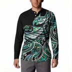 Maori Matariki - Manaia Button Sweatshirt Emerald Paua Shell