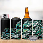 Maori Matariki - Manaia 4 in 1 Can Cooler Tumbler Emerald Paua Shell