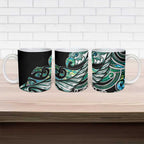 Maori Matariki - Manaia Ceramic Mug Emerald Paua Shell