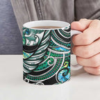Maori Matariki - Manaia Ceramic Mug Emerald Paua Shell