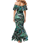 Maori Matariki - Manaia Family Matching Mermaid Dress and Hawaiian Shirt Emerald Paua Shell