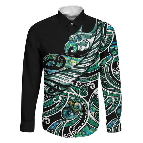 Maori Matariki - Manaia Family Matching Off Shoulder Short Dress and Hawaiian Shirt Emerald Paua Shell