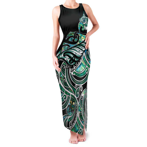 Maori Matariki - Manaia Family Matching Tank Maxi Dress and Hawaiian Shirt Emerald Paua Shell