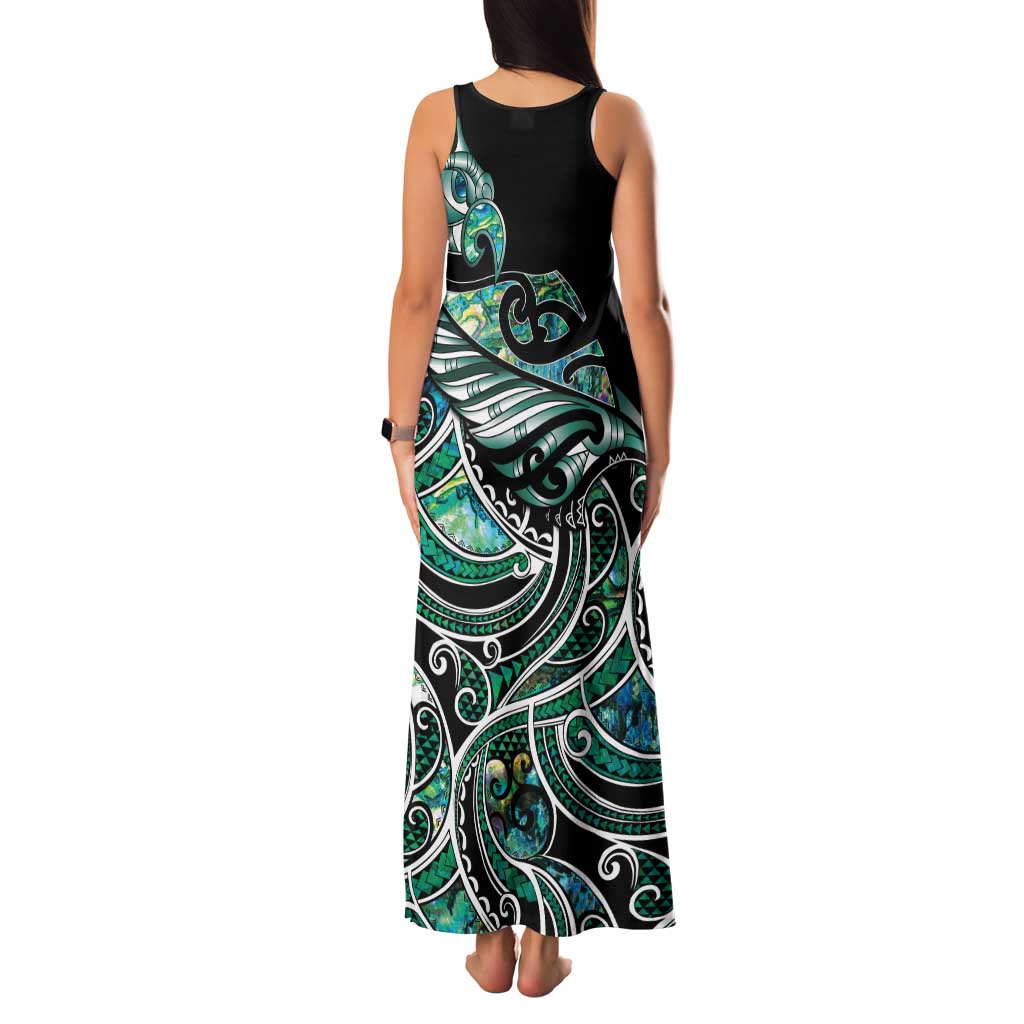 Maori Matariki - Manaia Family Matching Tank Maxi Dress and Hawaiian Shirt Emerald Paua Shell