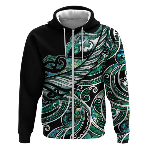 Maori Matariki - Manaia Hoodie Emerald Paua Shell