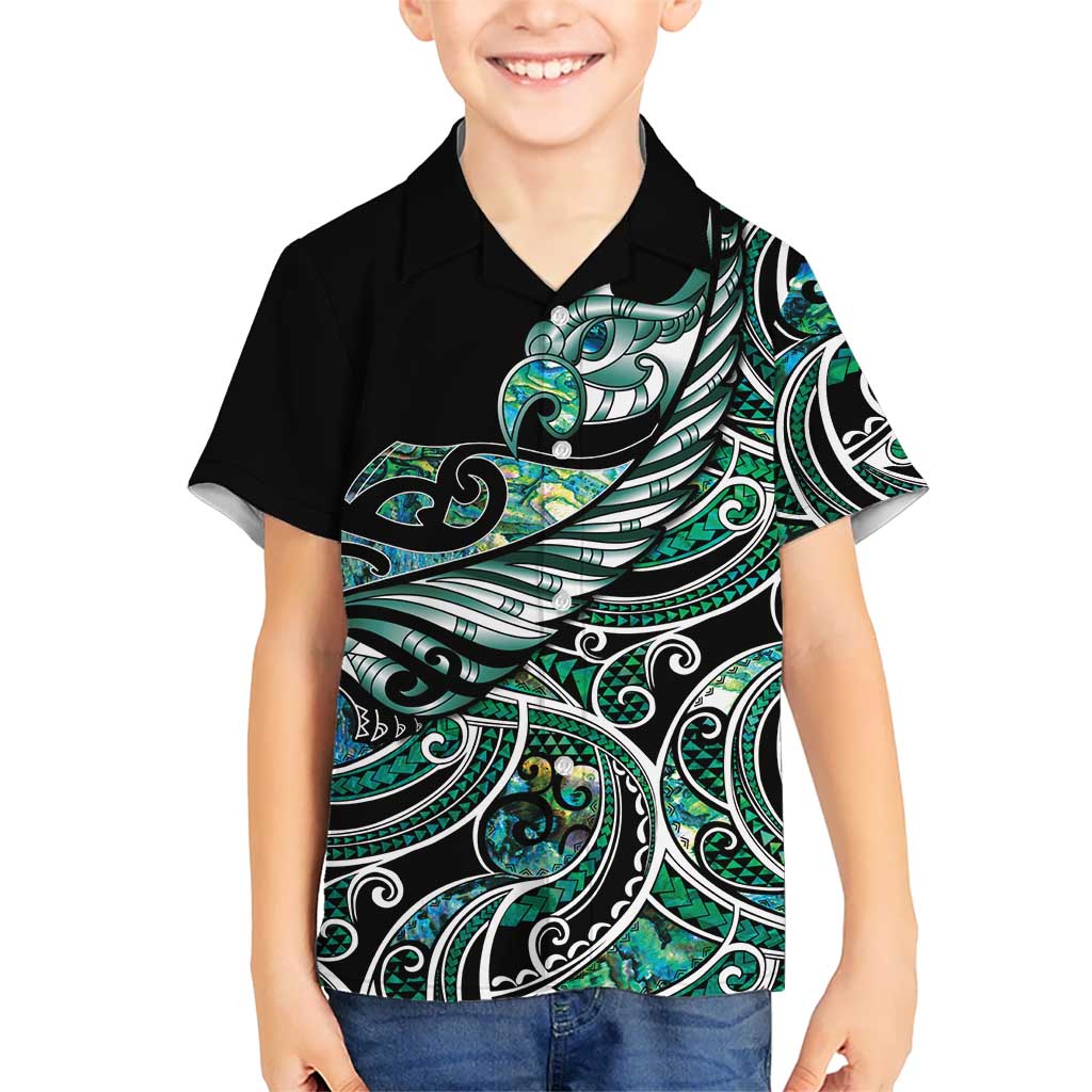 Maori Matariki - Manaia Kid Hawaiian Shirt Emerald Paua Shell